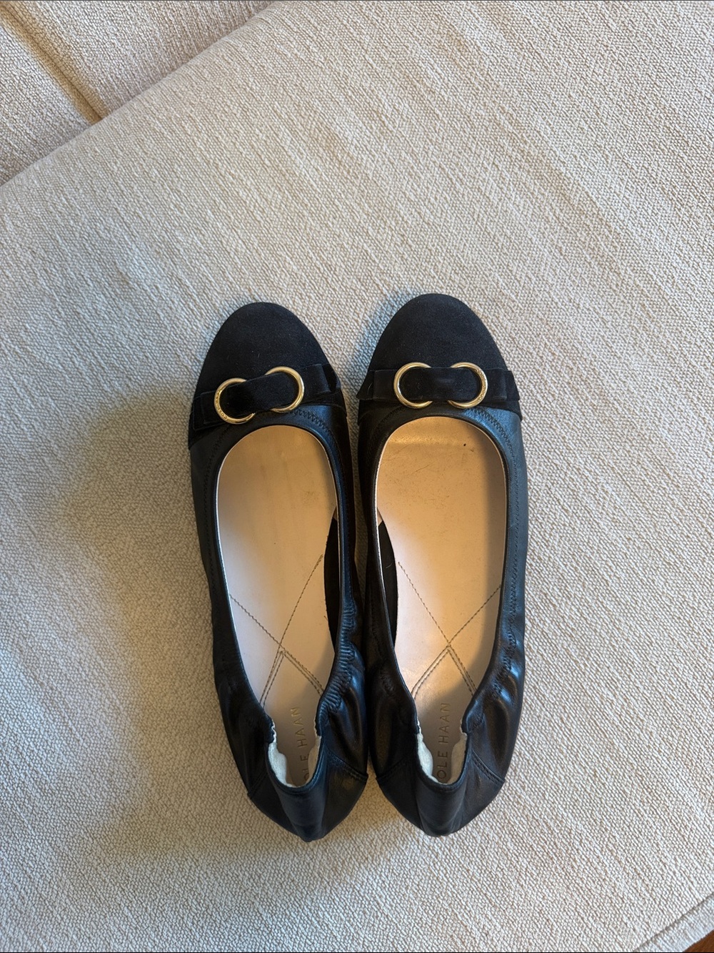 Cole Haan Black Women's Ballet Flats with Gold Accent